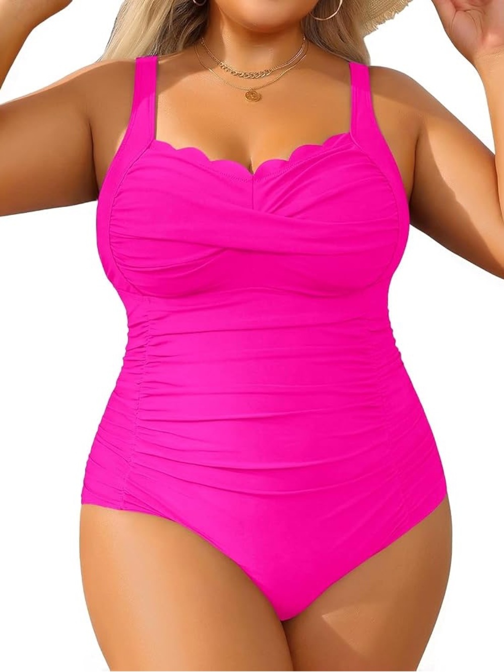 NWT Size 24W Agua Eve Plus Size Hot Pink Full Coverage One Piece